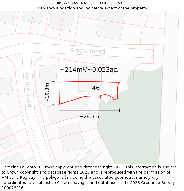 46, ARROW ROAD, TELFORD, TF5 0LF: Plot and title map