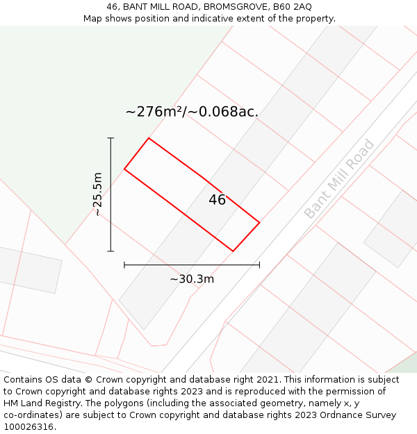 46, BANT MILL ROAD, BROMSGROVE, B60 2AQ: Plot and title map