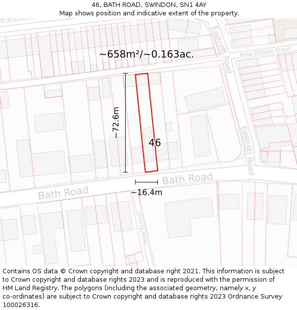 46, BATH ROAD, SWINDON, SN1 4AY: Plot and title map