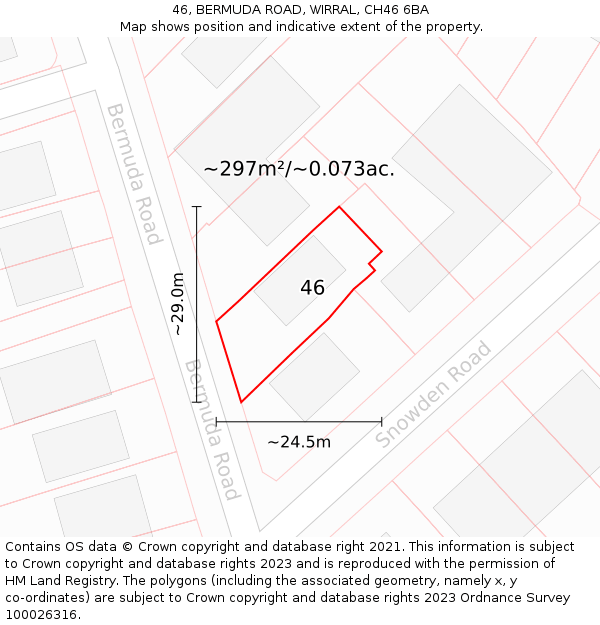 46, BERMUDA ROAD, WIRRAL, CH46 6BA: Plot and title map