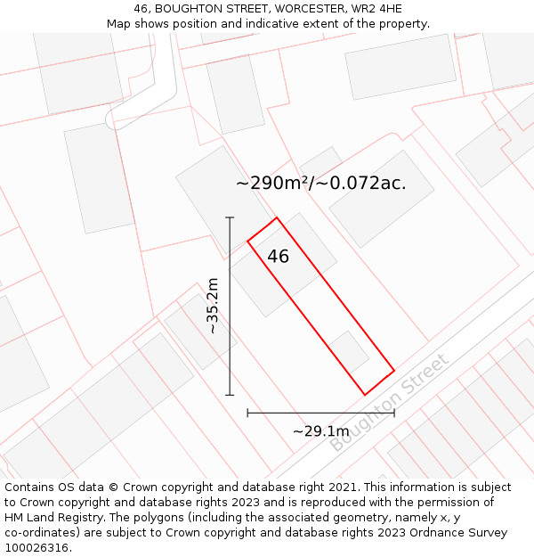 46, BOUGHTON STREET, WORCESTER, WR2 4HE: Plot and title map