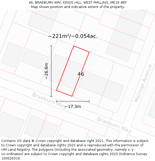 46, BRAEBURN WAY, KINGS HILL, WEST MALLING, ME19 4BY: Plot and title map