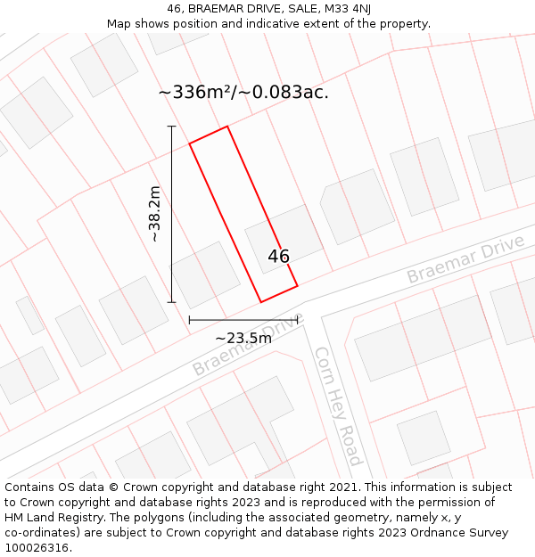 46, BRAEMAR DRIVE, SALE, M33 4NJ: Plot and title map