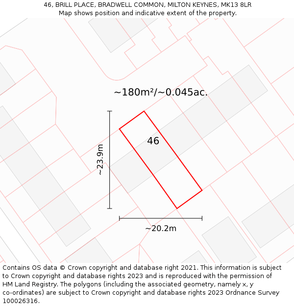 46, BRILL PLACE, BRADWELL COMMON, MILTON KEYNES, MK13 8LR: Plot and title map