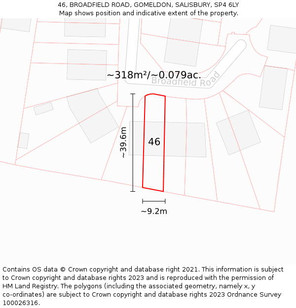 46, BROADFIELD ROAD, GOMELDON, SALISBURY, SP4 6LY: Plot and title map