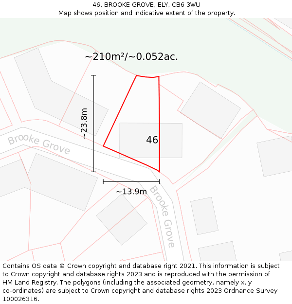 46, BROOKE GROVE, ELY, CB6 3WU: Plot and title map