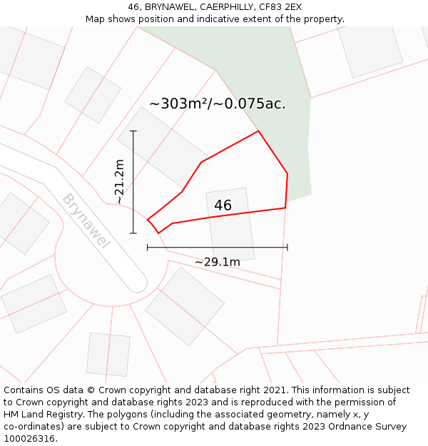 46, BRYNAWEL, CAERPHILLY, CF83 2EX: Plot and title map