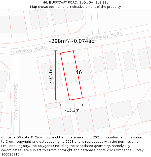 46, BURROWAY ROAD, SLOUGH, SL3 8EL: Plot and title map