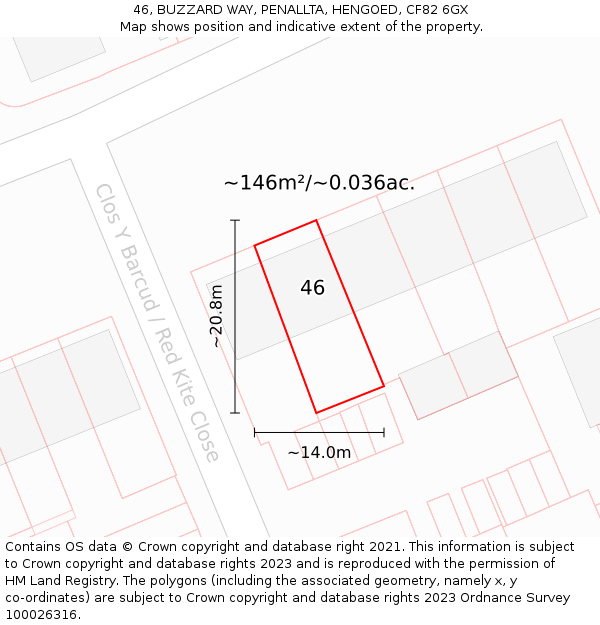 46, BUZZARD WAY, PENALLTA, HENGOED, CF82 6GX: Plot and title map