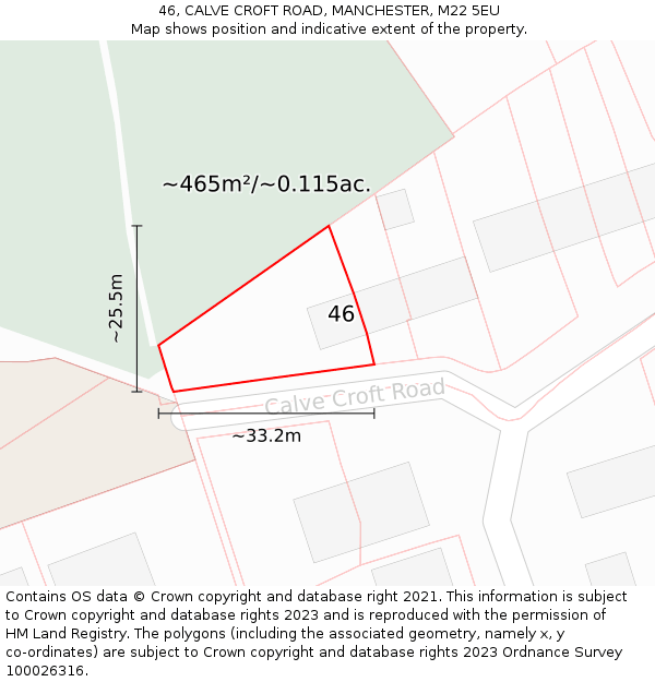 46, CALVE CROFT ROAD, MANCHESTER, M22 5EU: Plot and title map