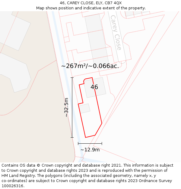 46, CAREY CLOSE, ELY, CB7 4QX: Plot and title map