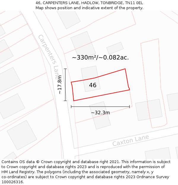 46, CARPENTERS LANE, HADLOW, TONBRIDGE, TN11 0EL: Plot and title map