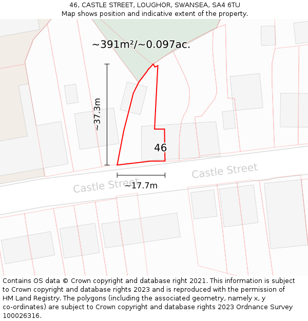 46, CASTLE STREET, LOUGHOR, SWANSEA, SA4 6TU: Plot and title map