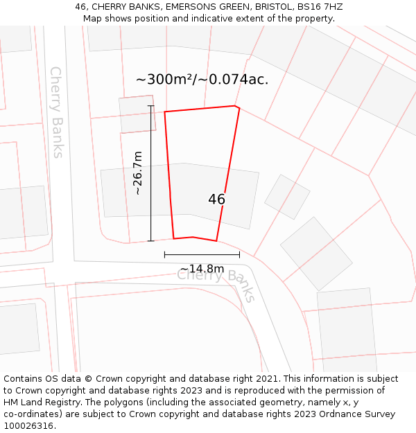 46, CHERRY BANKS, EMERSONS GREEN, BRISTOL, BS16 7HZ: Plot and title map