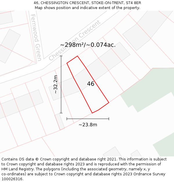 46, CHESSINGTON CRESCENT, STOKE-ON-TRENT, ST4 8ER: Plot and title map