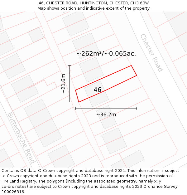 46, CHESTER ROAD, HUNTINGTON, CHESTER, CH3 6BW: Plot and title map