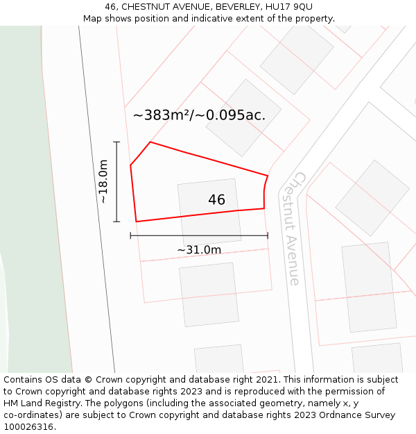 46, CHESTNUT AVENUE, BEVERLEY, HU17 9QU: Plot and title map