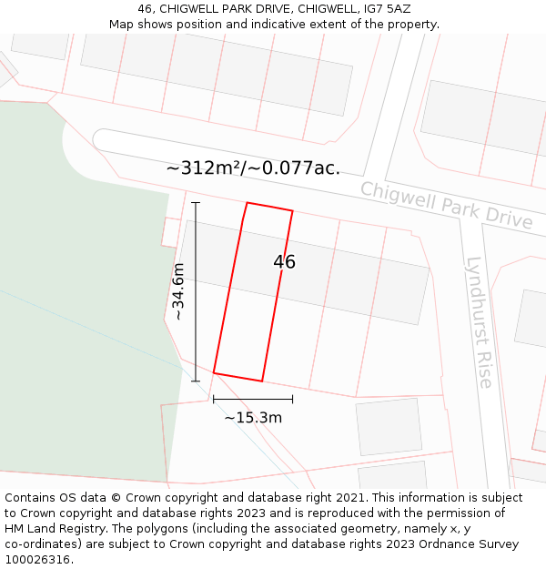 46, CHIGWELL PARK DRIVE, CHIGWELL, IG7 5AZ: Plot and title map