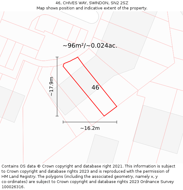 46, CHIVES WAY, SWINDON, SN2 2SZ: Plot and title map