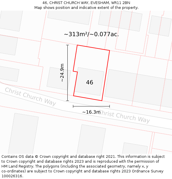 46, CHRIST CHURCH WAY, EVESHAM, WR11 2BN: Plot and title map