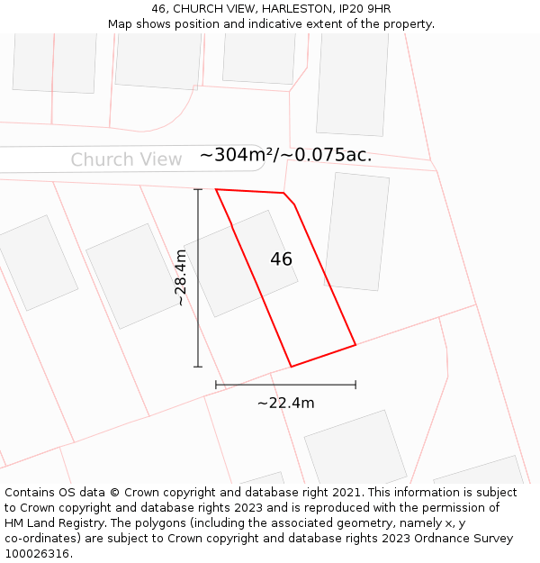 46, CHURCH VIEW, HARLESTON, IP20 9HR: Plot and title map