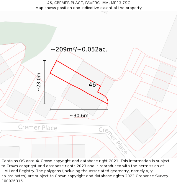 46, CREMER PLACE, FAVERSHAM, ME13 7SG: Plot and title map