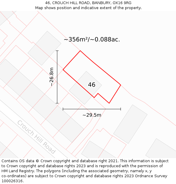 46, CROUCH HILL ROAD, BANBURY, OX16 9RG: Plot and title map