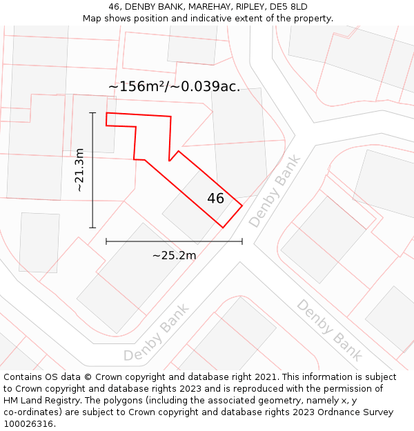 46, DENBY BANK, MAREHAY, RIPLEY, DE5 8LD: Plot and title map