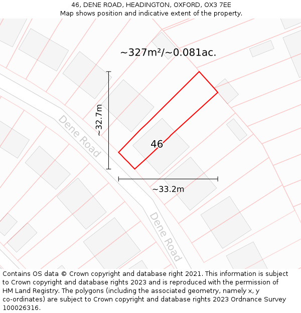 46, DENE ROAD, HEADINGTON, OXFORD, OX3 7EE: Plot and title map