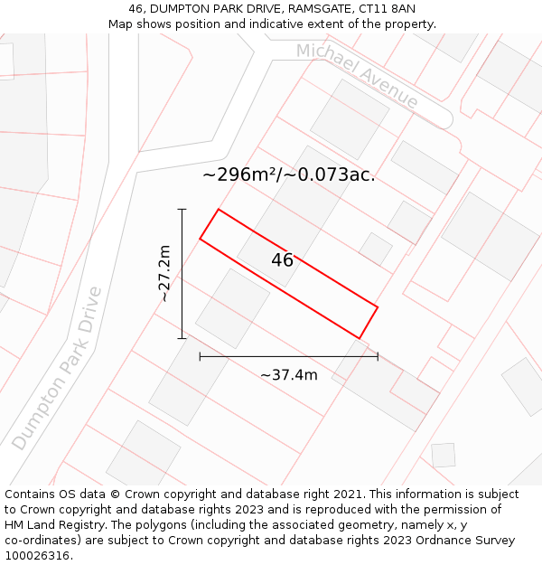 46, DUMPTON PARK DRIVE, RAMSGATE, CT11 8AN: Plot and title map