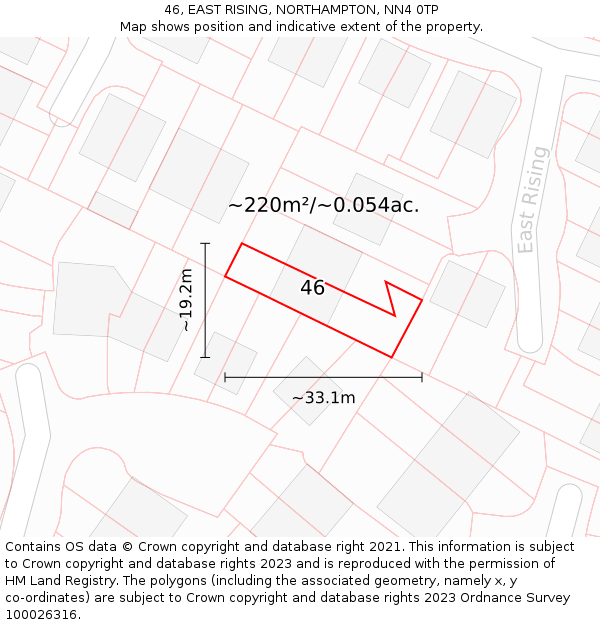 46, EAST RISING, NORTHAMPTON, NN4 0TP: Plot and title map