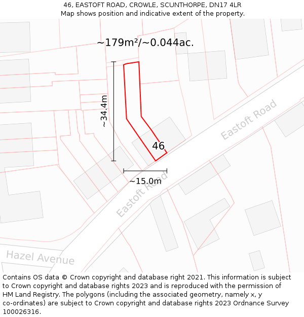 46, EASTOFT ROAD, CROWLE, SCUNTHORPE, DN17 4LR: Plot and title map