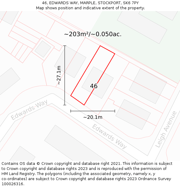 46, EDWARDS WAY, MARPLE, STOCKPORT, SK6 7PY: Plot and title map