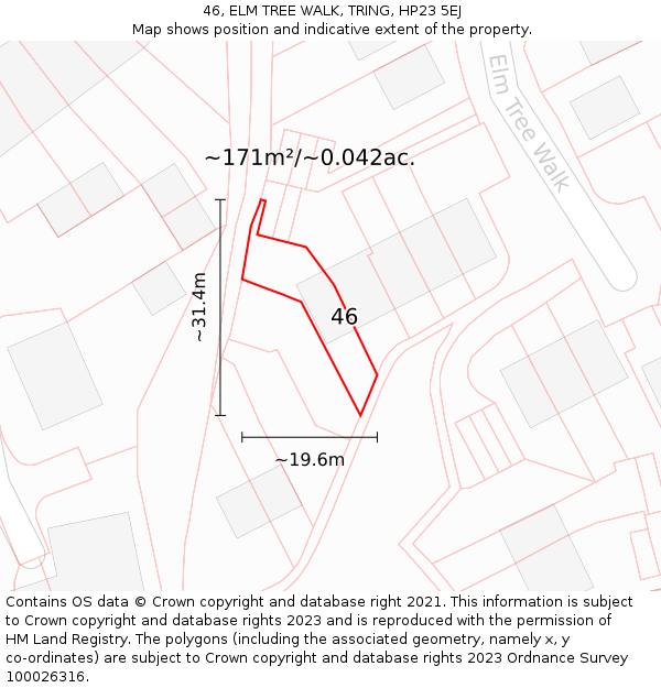 46, ELM TREE WALK, TRING, HP23 5EJ: Plot and title map