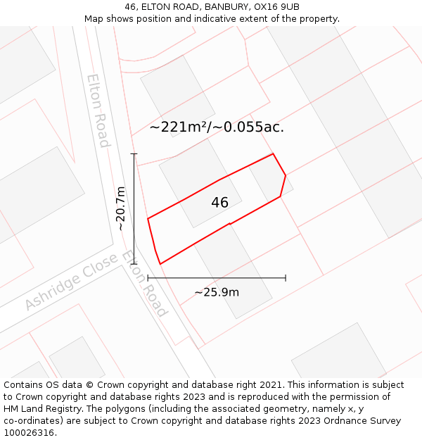 46, ELTON ROAD, BANBURY, OX16 9UB: Plot and title map