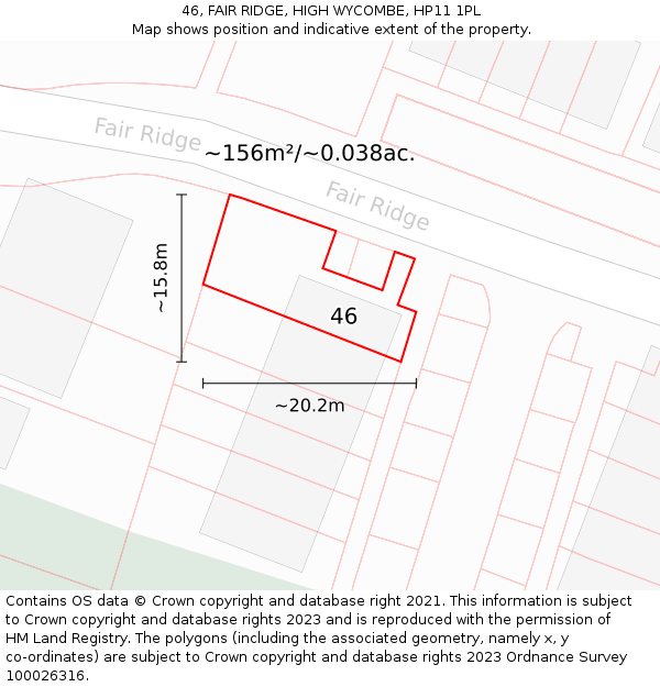 46, FAIR RIDGE, HIGH WYCOMBE, HP11 1PL: Plot and title map