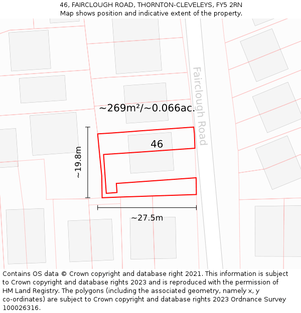 46, FAIRCLOUGH ROAD, THORNTON-CLEVELEYS, FY5 2RN: Plot and title map