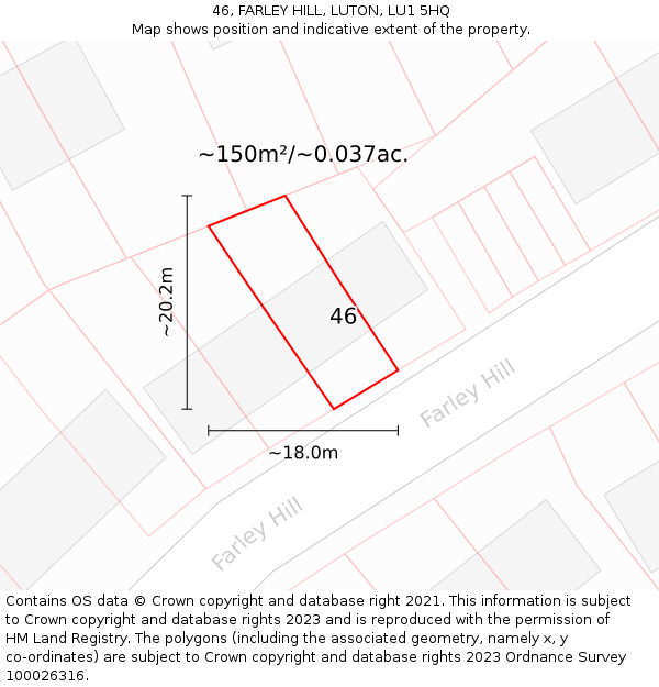 46, FARLEY HILL, LUTON, LU1 5HQ: Plot and title map