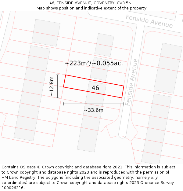 46, FENSIDE AVENUE, COVENTRY, CV3 5NH: Plot and title map