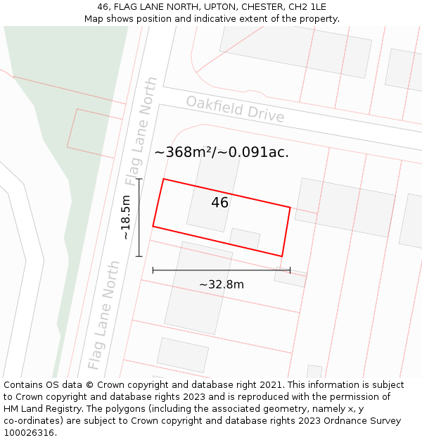 46, FLAG LANE NORTH, UPTON, CHESTER, CH2 1LE: Plot and title map