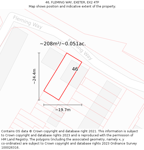 46, FLEMING WAY, EXETER, EX2 4TP: Plot and title map