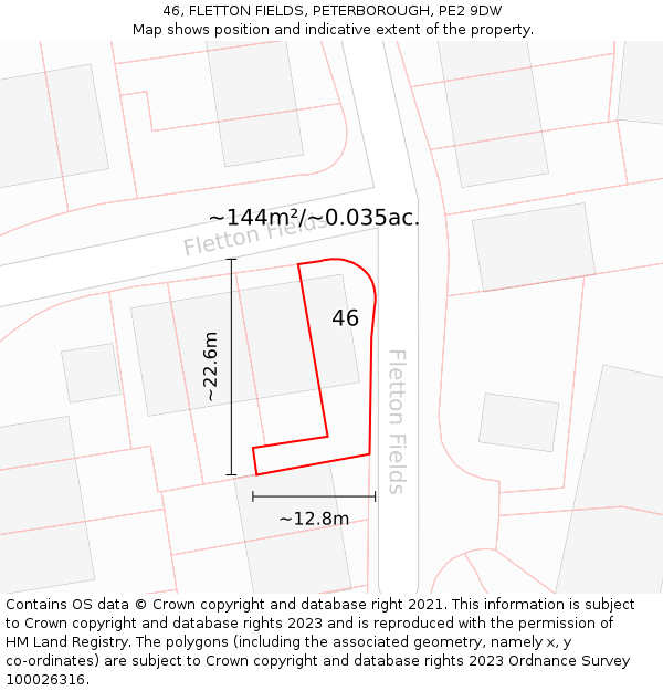 46, FLETTON FIELDS, PETERBOROUGH, PE2 9DW: Plot and title map