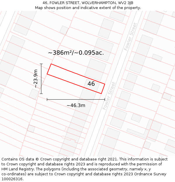 46, FOWLER STREET, WOLVERHAMPTON, WV2 3JB: Plot and title map