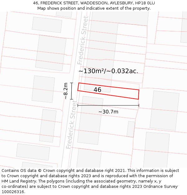 46, FREDERICK STREET, WADDESDON, AYLESBURY, HP18 0LU: Plot and title map