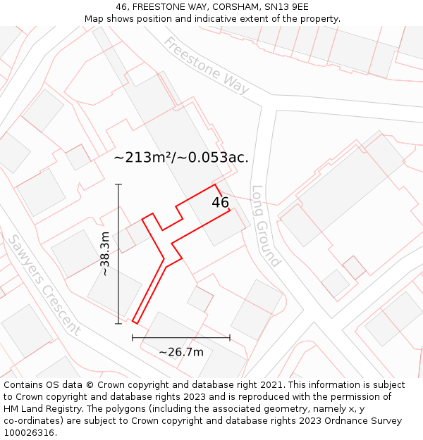 46, FREESTONE WAY, CORSHAM, SN13 9EE: Plot and title map