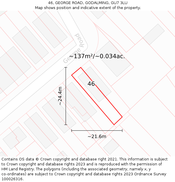 46, GEORGE ROAD, GODALMING, GU7 3LU: Plot and title map