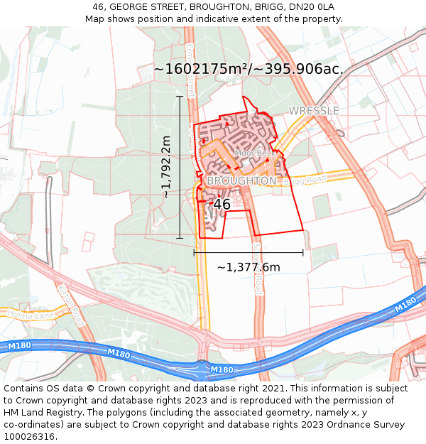 46, GEORGE STREET, BROUGHTON, BRIGG, DN20 0LA: Plot and title map