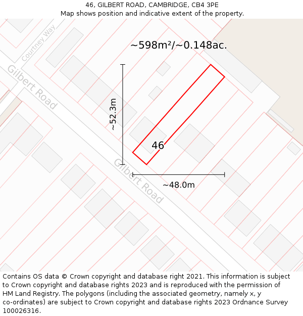 46, GILBERT ROAD, CAMBRIDGE, CB4 3PE: Plot and title map