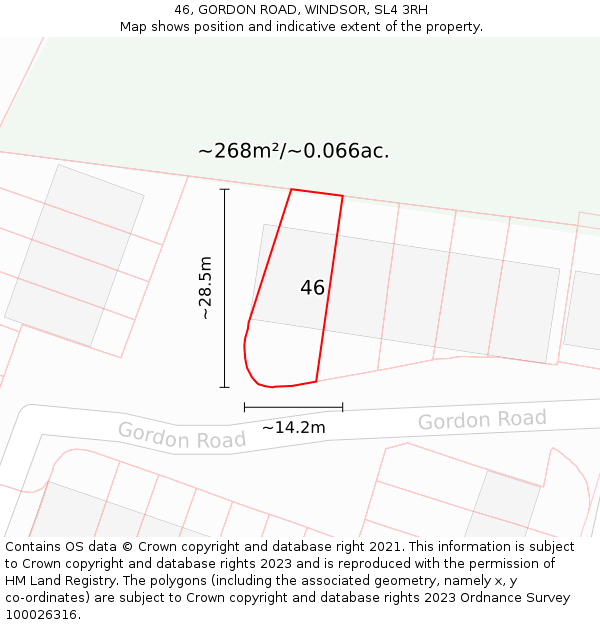 46, GORDON ROAD, WINDSOR, SL4 3RH: Plot and title map