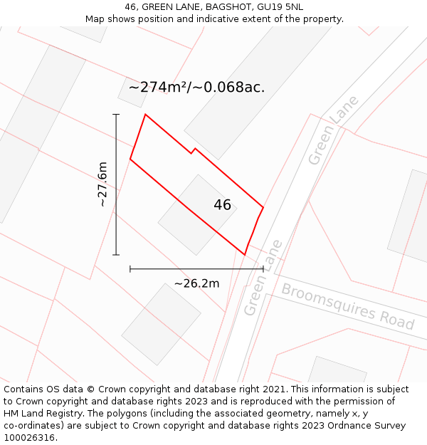 46, GREEN LANE, BAGSHOT, GU19 5NL: Plot and title map